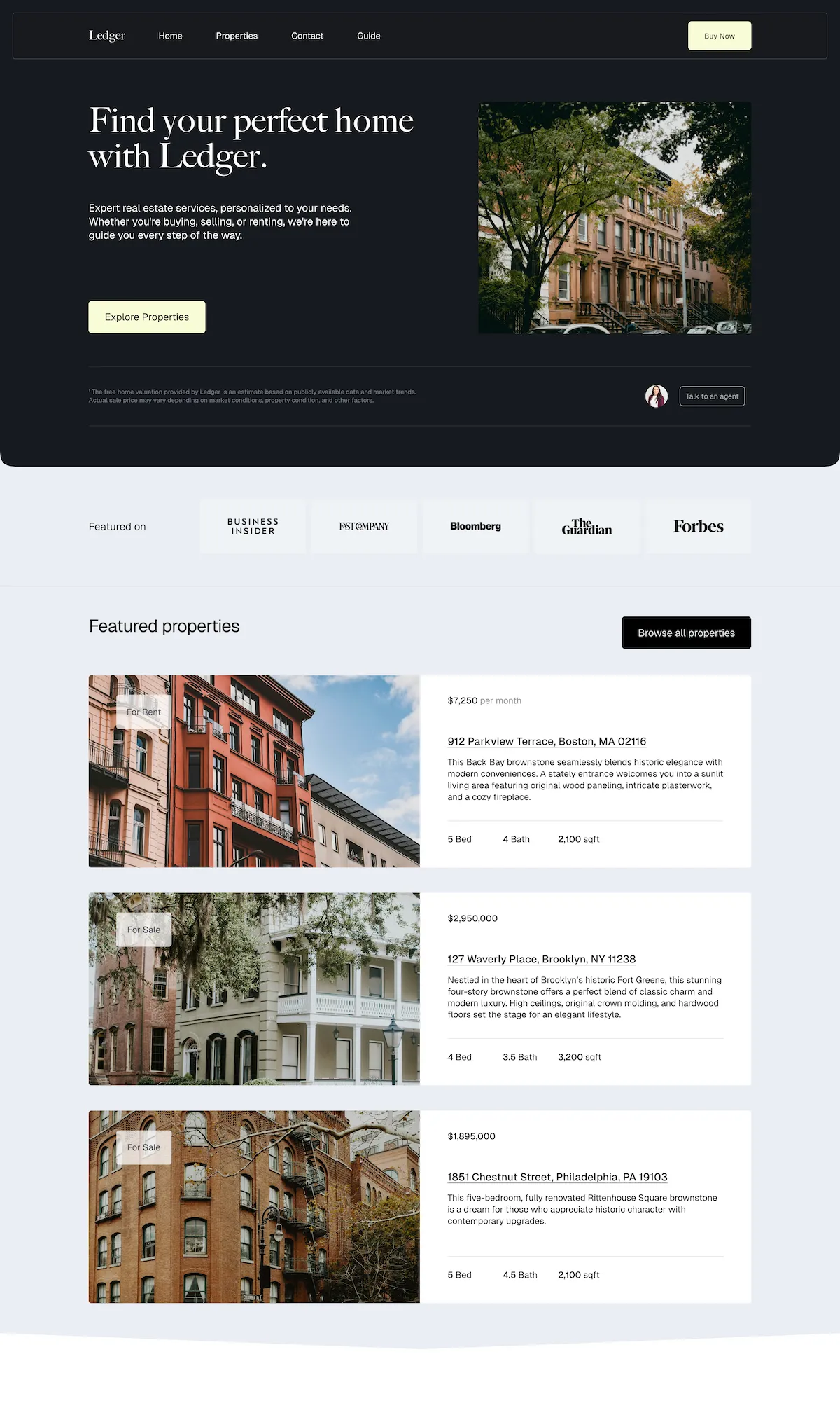 Ledger – Real Estate Website Template